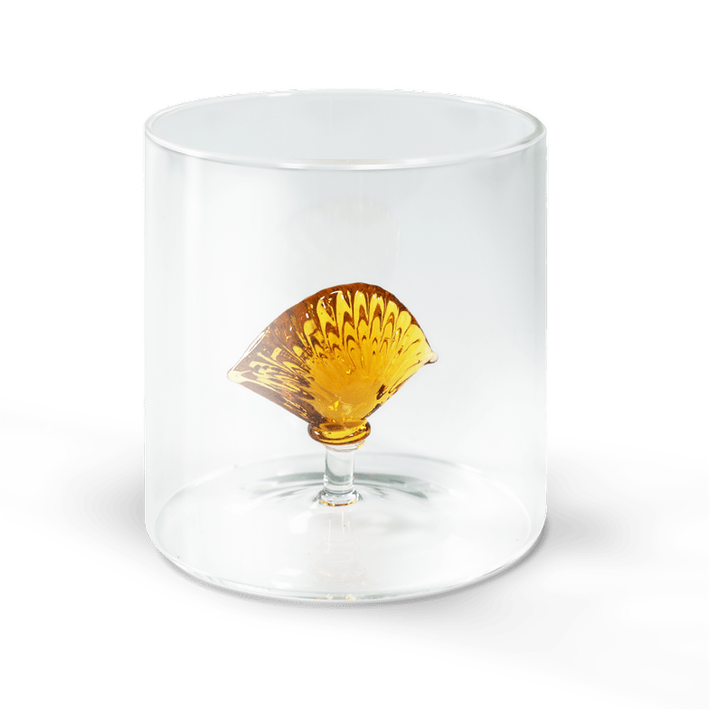 Bicchiere in vetro con soggetto in vetro soffiato : conchiglia - Casamica Gubbio